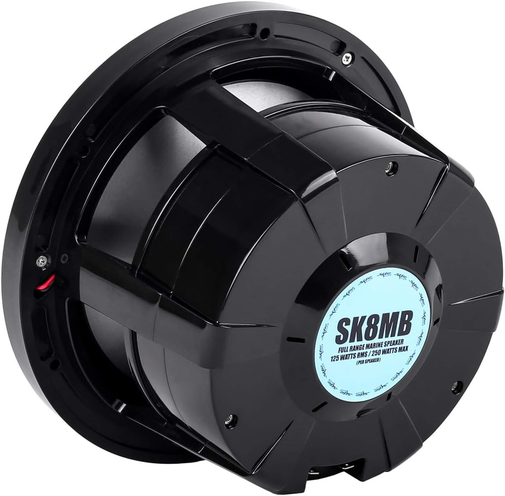 8" 2-Way Marine Coaxial Speakers Pair (Black) R677
