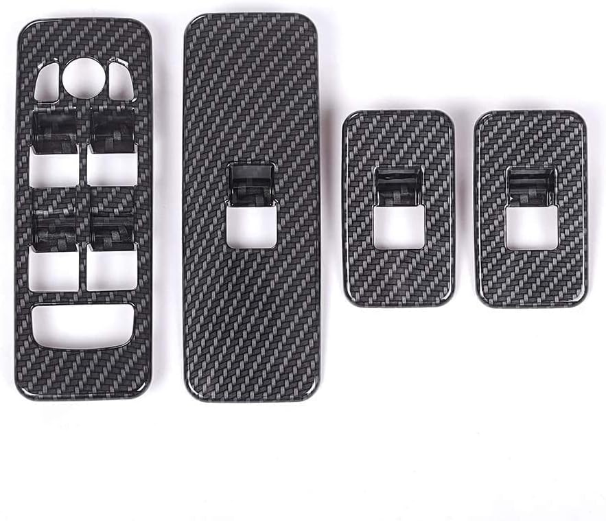 Carbon Black ABS Chrome Window Lift Button Frame Trim J35909