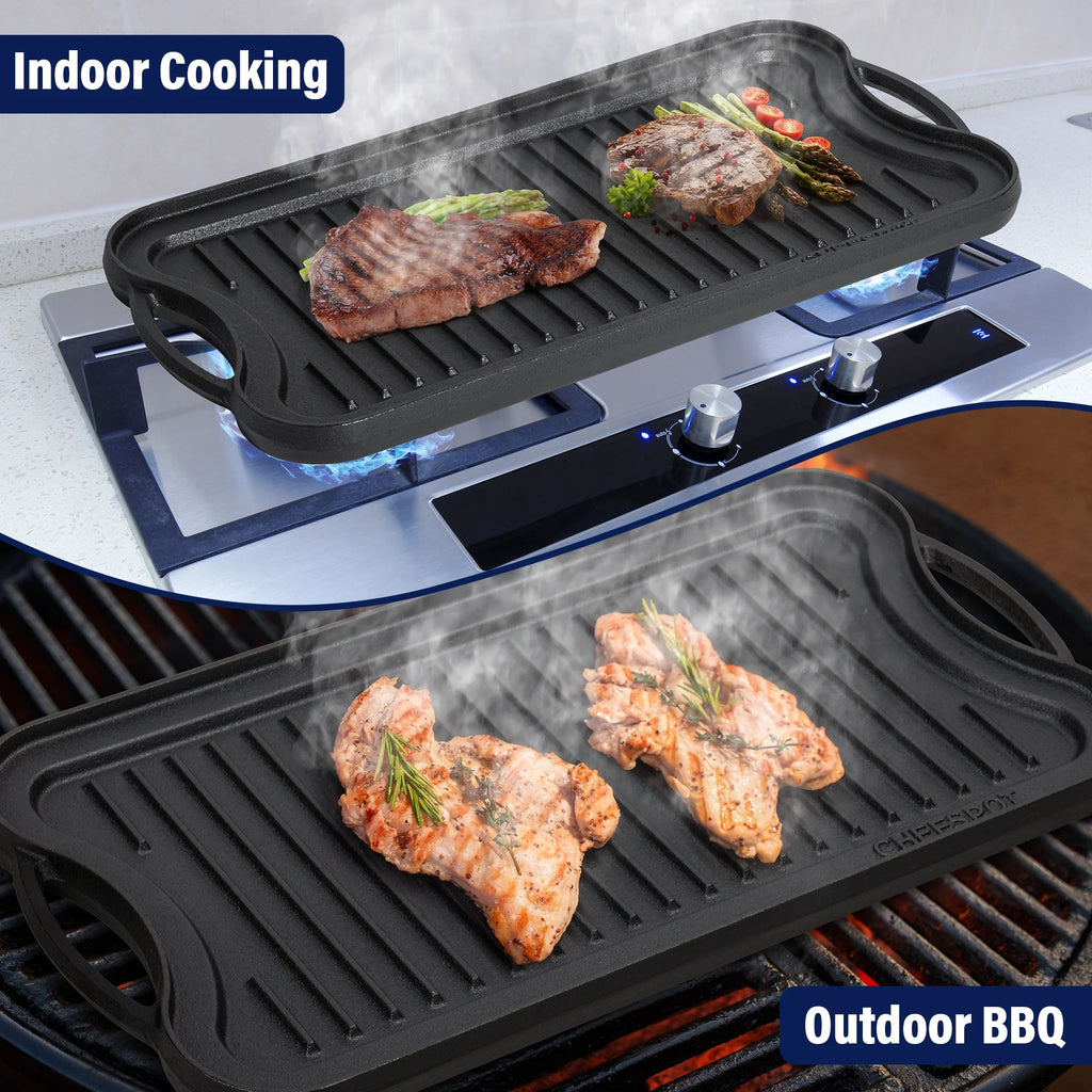 Preseasoned Cast Iron Reversible Griddle Plate Pan V4142