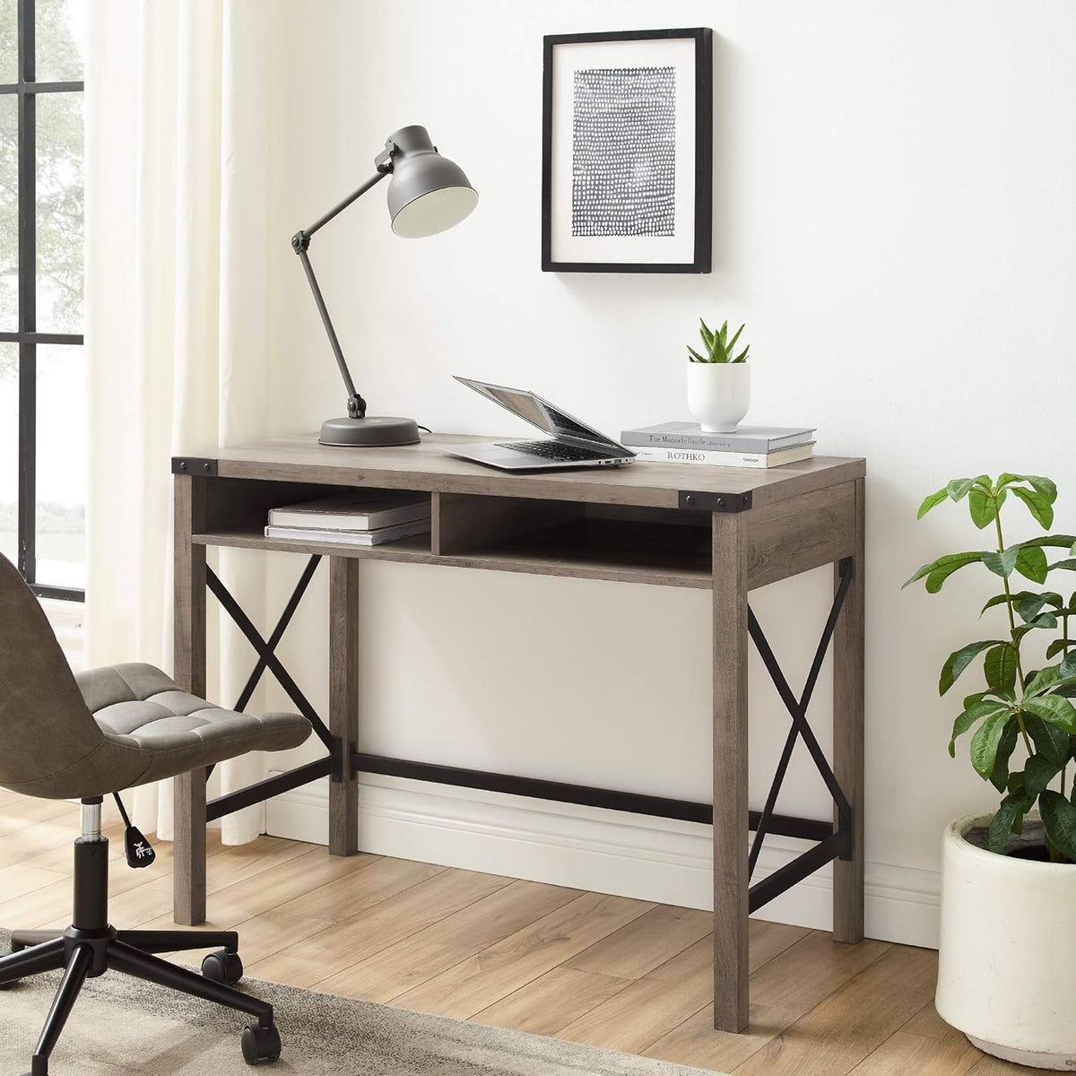 42 Inch Grey Wash Writing Desk I8455