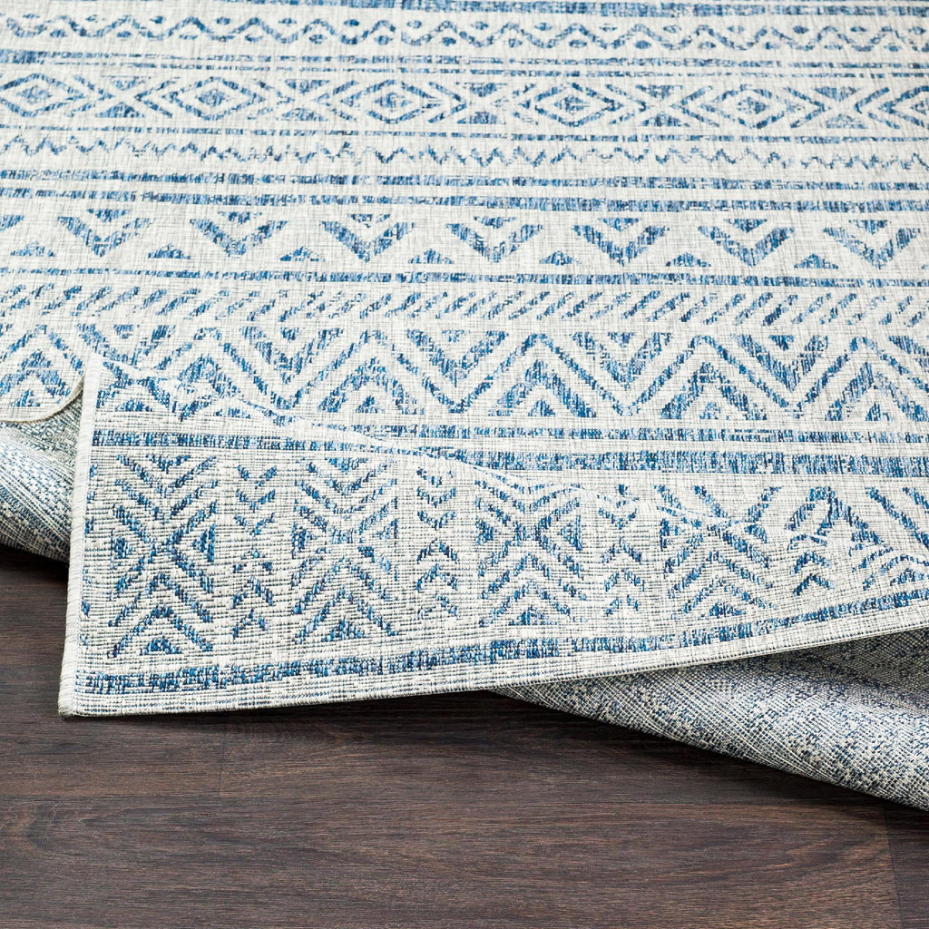 Dark Blue Oval Outdoor Area Rug R73258