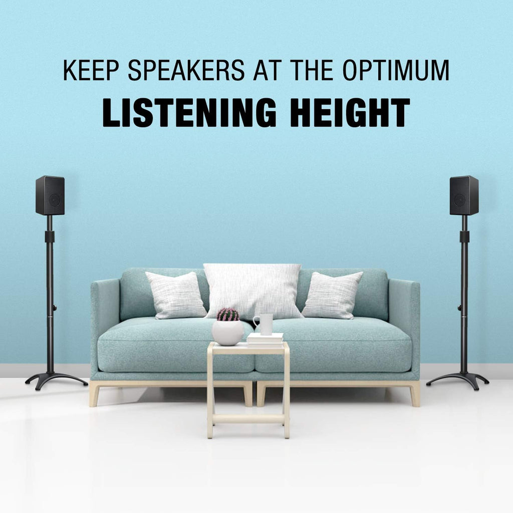 Height Adjustable Speaker Stands, One Pair Floor Stands, 11 lbs Capacity, 35.5-48" Height Adjustment, Pack of 2 K7915