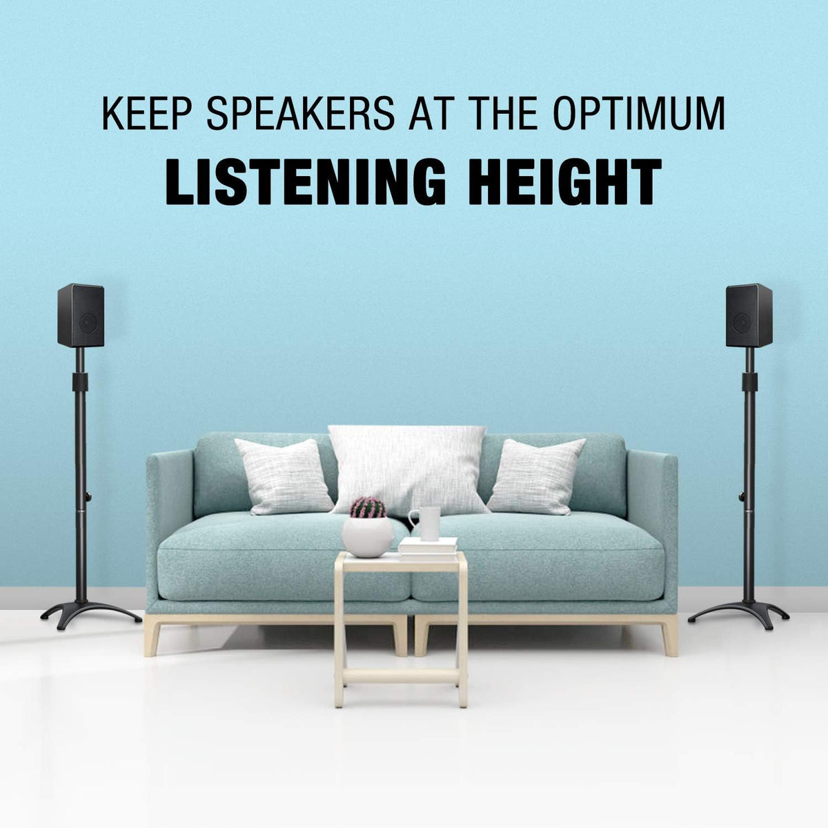 Height Adjustable Speaker Stands, One Pair Floor Stands, 11 lbs Capacity, 35.5-48" Height Adjustment, Pack of 2 K7915