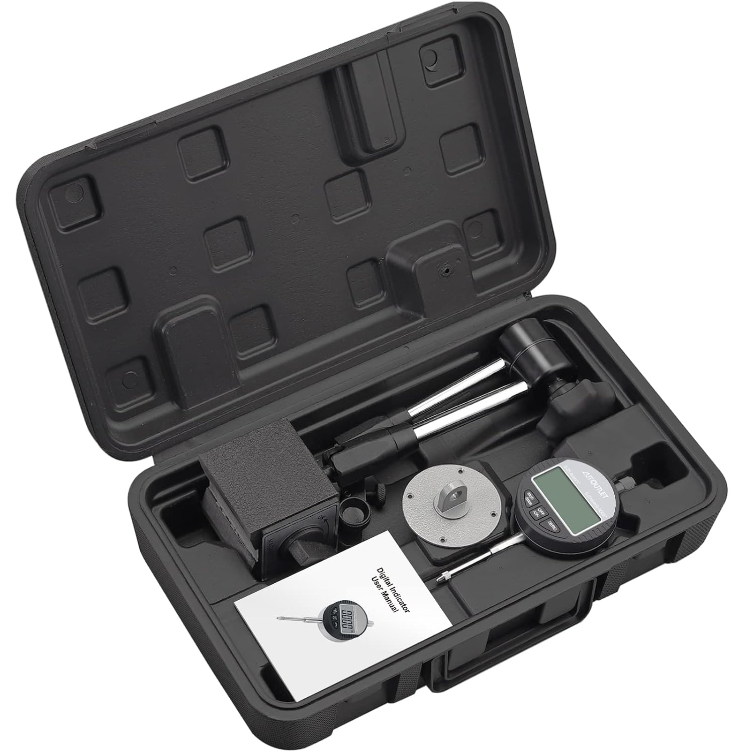 Digital Dial Indicator and Magnetic Base Kit with Portable Case, 25.4mm/1'', 16 Inch, 176Lbs Max Pull, Pack of 2 C326