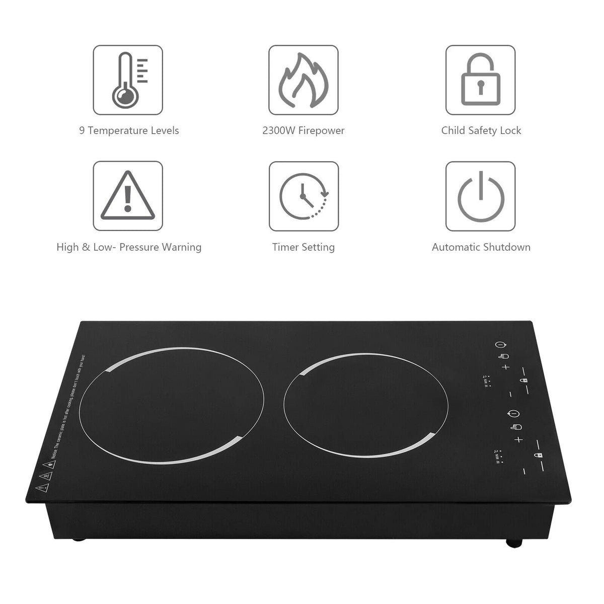 Double Induction Cooktop with 2 Burner Independent Control 1200W+1100W G425