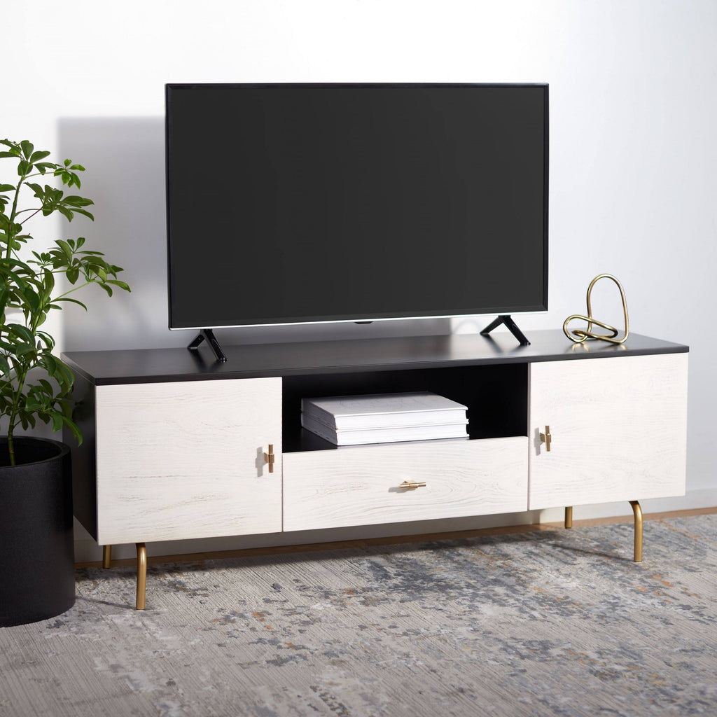 Black and White Washed Media Stand A80366