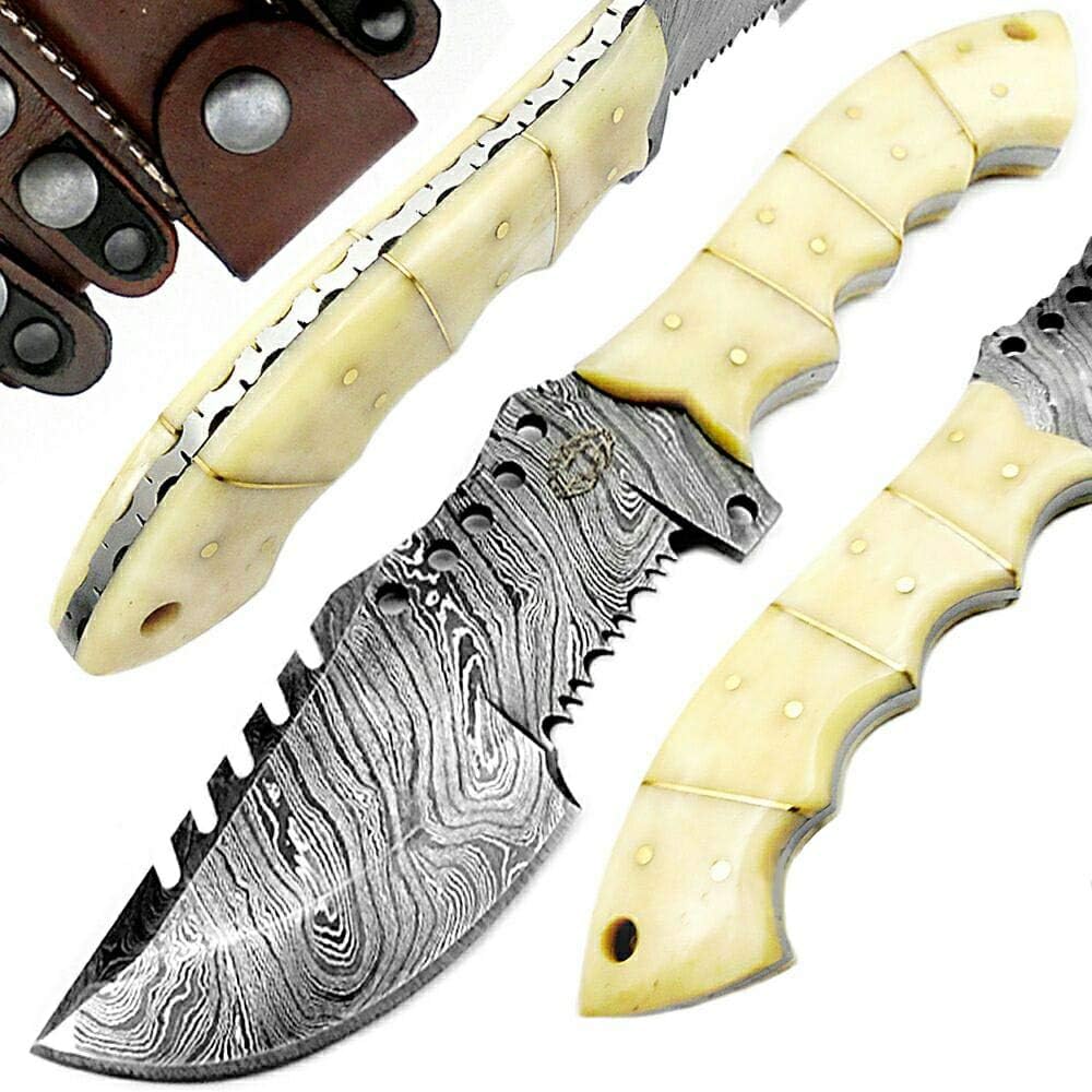 Camel Bone 9.5'' Fixed Blade Damascus Steel Hunting Knife U28695