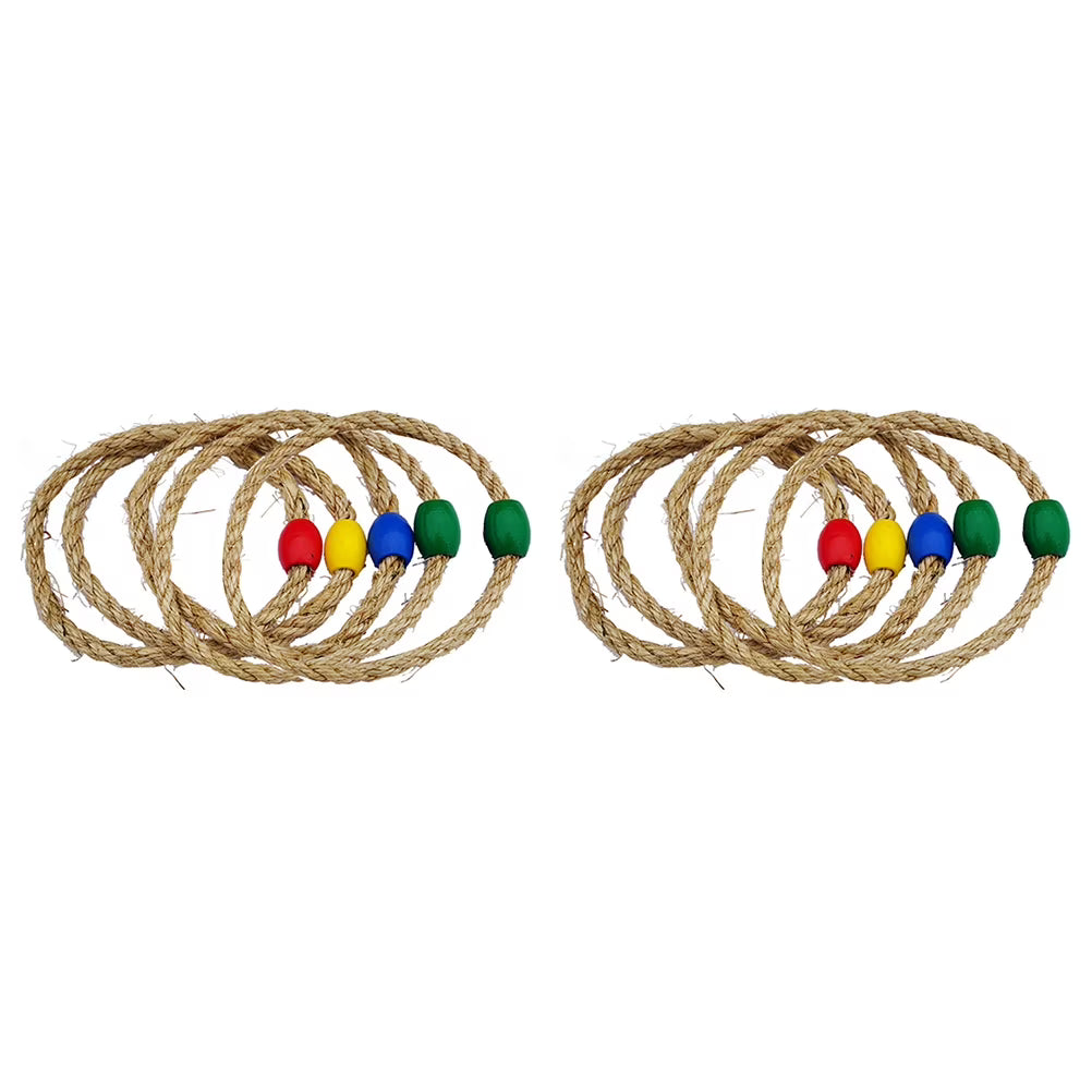 20 PCS Natural Rope Wooden Ring Toss Game Outdoor Playsets A30205