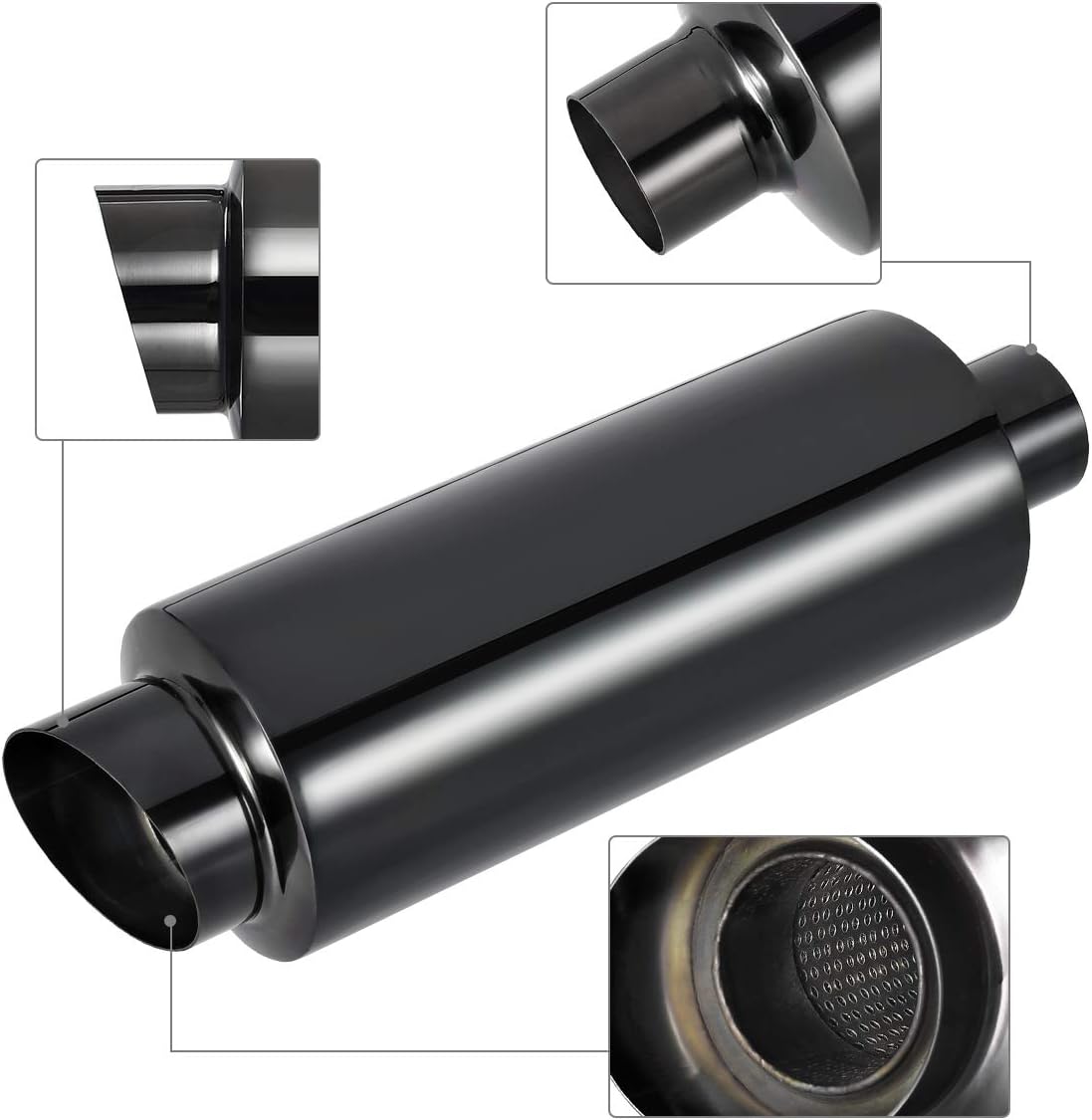 Polished Stainless Steel Black Coated Exhaust Tip Muffler Pack of 2 L707