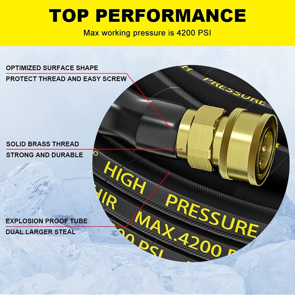 70 ft 3/8 Quick Connect Pressure Washer Hose 4200 PSI, Pack of 2 M9725