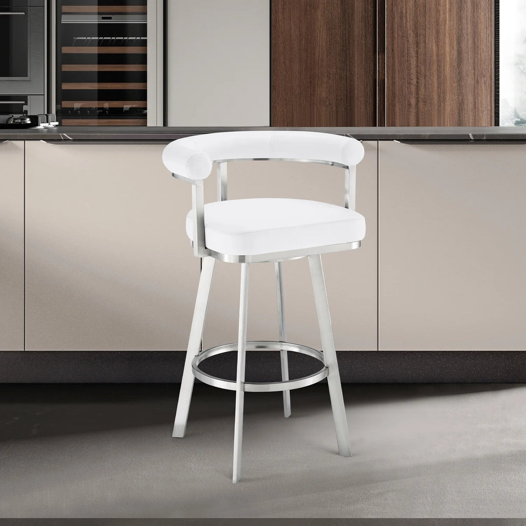 White/Chrome Swivel Bar Stool W146522