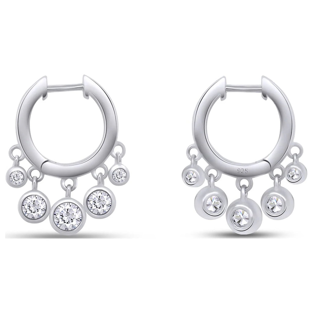 14K White Gold Over Sterling Silver Moissanite Hoop Earring I6752