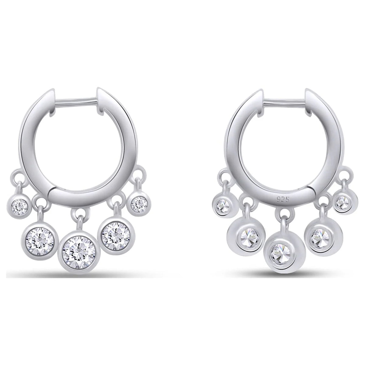 14K White Gold Over Sterling Silver Moissanite Hoop Earring I6752