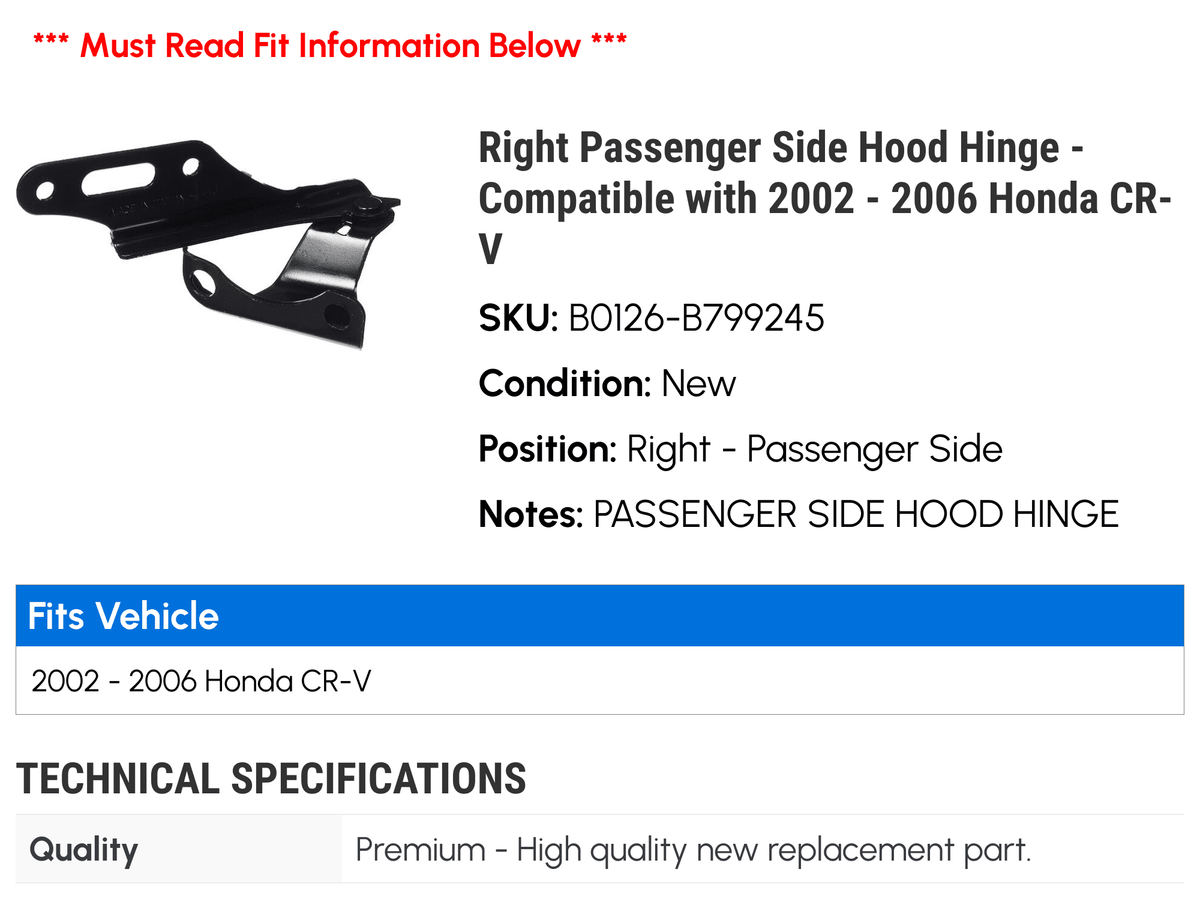 Hood Hinge for 2002-2006 Honda CR-V V142114