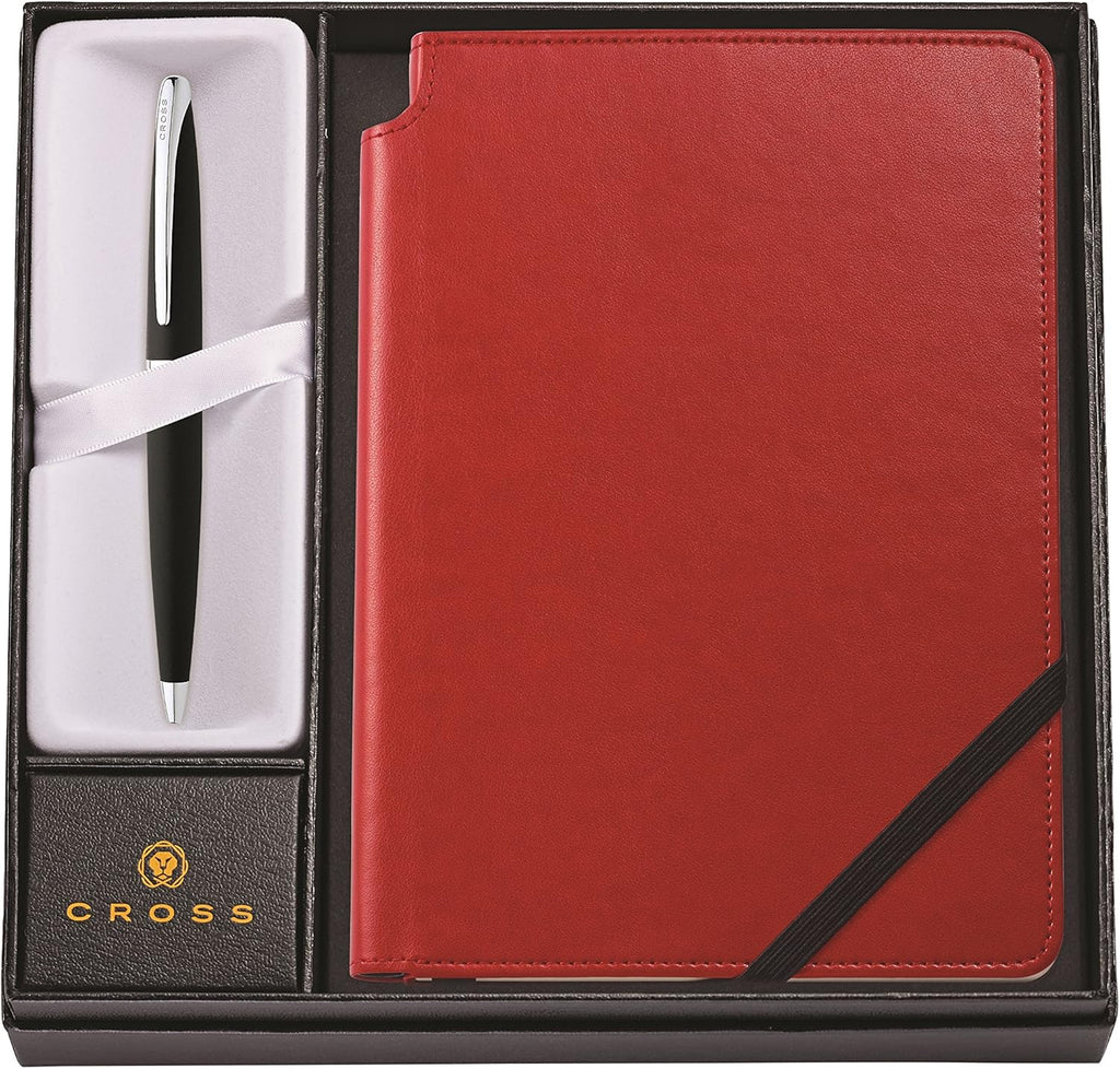 Basalt Black Ballpoint Pen & Crimson Medium Journal Pack of 2 W529